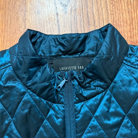 Lafayette 148 NY diamond quilted thin zip up jacket in metalic blue size XXL - Picture 3 of 14